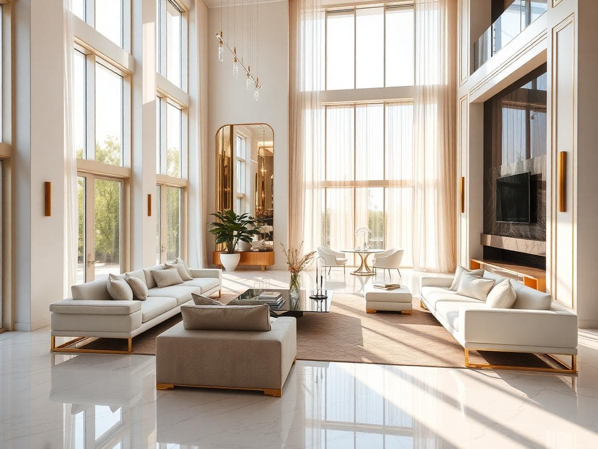 Grand Living Room & Foyer Flooring - Monolithic Grandeur & Seamless Bookmatches