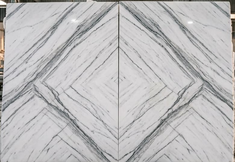 ShivMahima Bookmatched Marble Diamond Slab Face